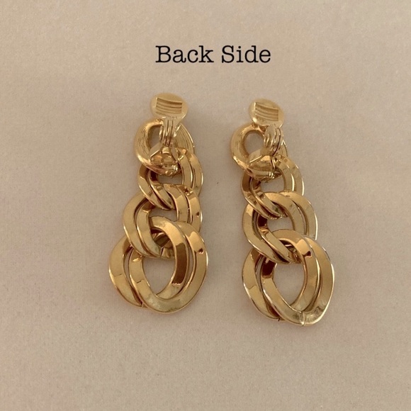 Vintage Estate Gold Chain Link Earrings - Picture 2 of 10